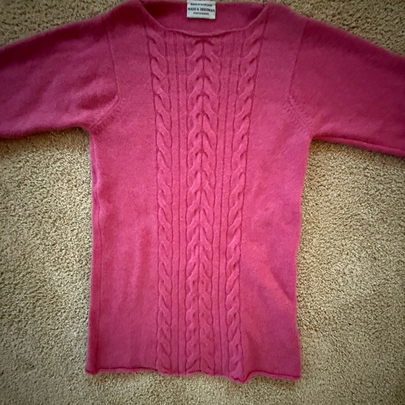Maus & Hoffman 100% Scottish Cashmere Pink Sweater Size M Chunky Knit - Picture 1 of 8